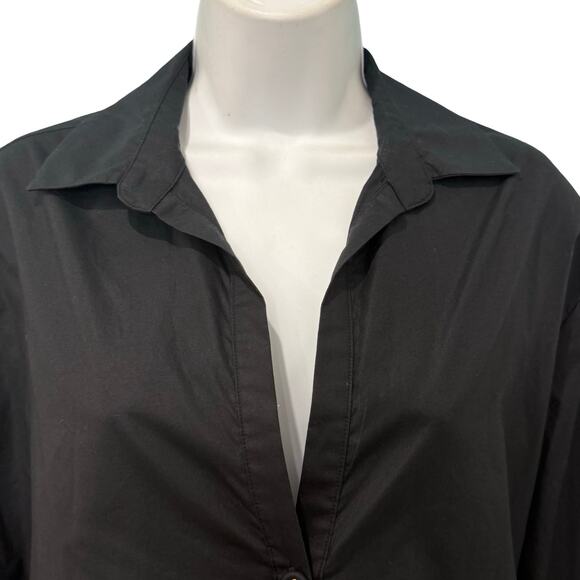 Cara Cara Black Cropped Collared Button Down Hutton Half Sleeve Top size XS - Picture 11 of 14